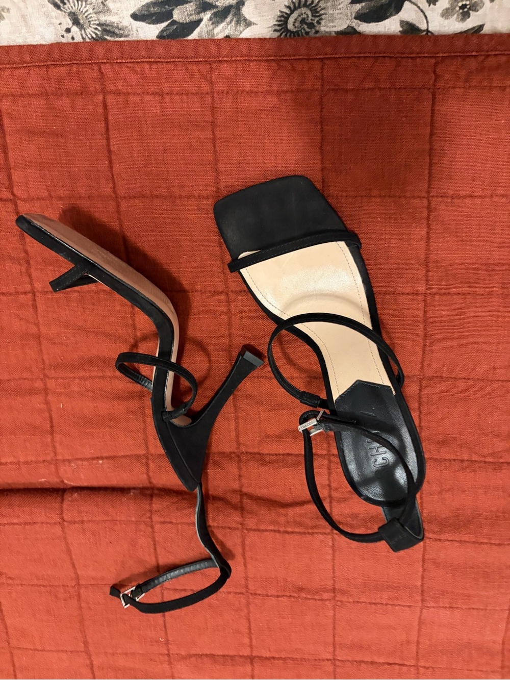 SCHUTZ Black Strappy Square-Toe Stiletto Sandals